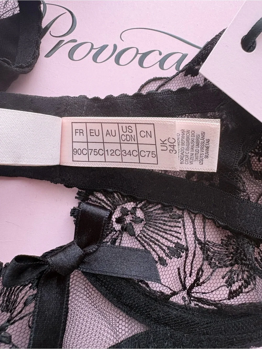 Agent Provocateur Black Sheer Floral Lace Bra & Brief Set 32C